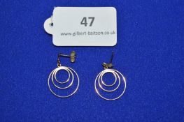 Pair of 9ct Gold Triple Hoop Earrings, ~1.9g