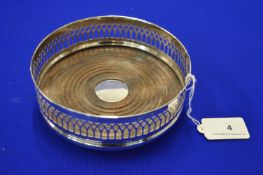 Silver & Mahogany Coaster - Hallmarked Birmingham 1976