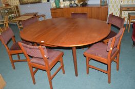 Macintosh Teak Oval Extending Dining Table with 6x Matching Chairs