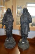 Pair of Spelter Scholar Figures