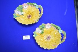 Pair of Minton’s Majolica Sunflower Dishes