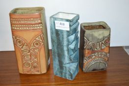 3x 1970’s Retro Vases