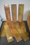 11x Brass Art Nouveau Finger Plates from a Magistrates Courthouse, London 1895