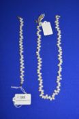Cultured Freshwater Pearl Necklace and Matching Bracelet Both with 9ct Gold Findings
