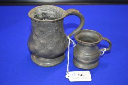 Victorian Pewter Half Pint Tankard plus Pewter Half Gill Measure