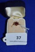 9ct Gold Ring set with Garnets, Size: L, ~1.3g gross