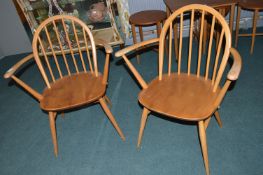 Pair of Ercol Bentwood Teak Armchairs