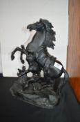 Spelter Figure of a Rider Taming a Stallion