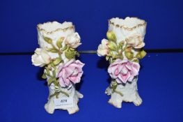 Pair of Victorian Rose Design Vases (copies)