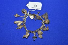 Silver Charm Bracelet with Sterling and Continental Silver Charms, ~56g gross