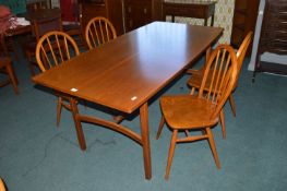 Retro Teak Dining Table with 4x Ercol Hoopback Dining Chairs