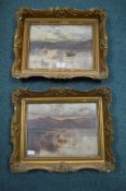 Pair of Unsigned Oil on Board Lakeside Views