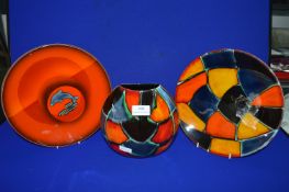 2x Poole Dishes and a Vase