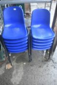 11x Stackable Blue Plastic School Chairs