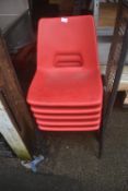 5x Stackable Red Plastic School Chairs