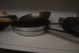2x Aluminium Frying Pans and a Wok