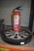 Dartboard and a Foam Fire Extinguisher