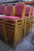 8x Stackable Banqueting Chairs with Red Upholstered Seats and Backs