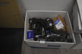 Box of Stationery Including Rubber Bands, Staplers, etc.