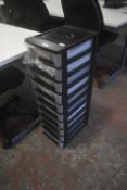 *Plastic Ten Drawer Tidy Box with Contents