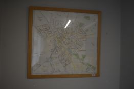 Framed Map of Pocklington 75x75cm