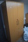 2m Lightwood Effect Storage Cabinet and Contents