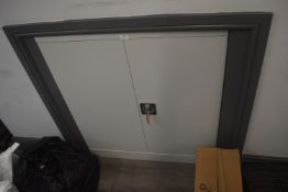 Metal Two Drawer Storage Cupboard and Contents