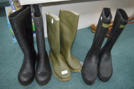 3x Pairs of Wellington Books by Dunlop etc. Sizes: 7, 8, and 9.5