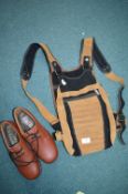 Leather Backpack and a Pair of Leather Safety Shoes Size: 9