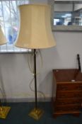 Brass Standard Lamp with Cream Shade