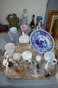 Pottery and Glassware, EPNS Tray, Cutlery, etc.