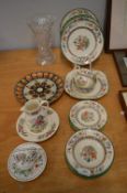 Vintage Pottery and Glassware Including Copeland Spode Chinese Rose Pattern