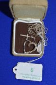 Silver Chain with Heart Pendant and Crucifix ~7.8g gross