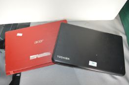 2x Laptops by Acer and Toshiba (hard drives removed)
