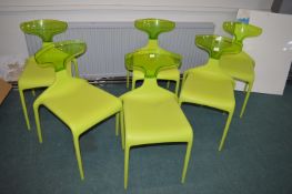 Set of Six Italian Archirivolto Punk Green Chairs
