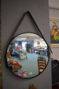 Circular Mirror with Leather Strap