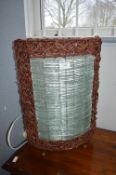 Basketweave & Glass Table Lamp
