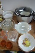 Pyrex Dishes, Slow Cooker, etc.