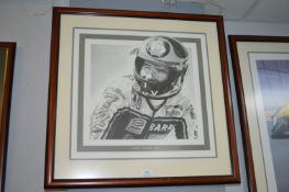 Barry Sheene Portrait Signed Print by Christopher Marshall