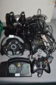 Xbox 360 plus Gaming Wheel, Controllers, etc.