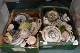 2x Boxes of Vintage Pottery Plates, Dishes, etc.