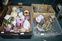 2x Boxes of Decorative Pottery and Glassware
