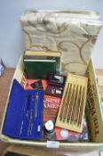 Mixed Lot Including Curtain Valences, Books, Drawing Instruments, etc.