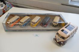 Cararama VW Camper Van 5pc Set, and a Larger Micro Bus Camper Van