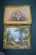 2x Gilt Framed Oil on Canvas Paintings