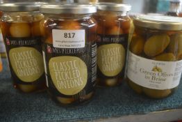 3x Mrs Picklepot Classic Pickled Onions, and 1x Green Olives in Brine