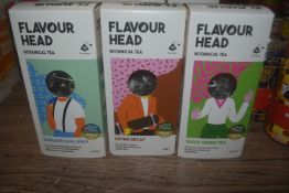 4x Boxes of 15x Flavour Head Botanical Teabags: Earl Grey, Decafe, and Triple Green Tea
