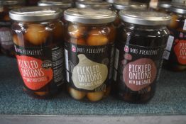 3x Mrs Picklepot Pickled Onions: Sweet Red Chilli, Garlic Flakes, and Balsamic