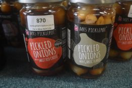 2x Mrs Picklepot Pickled Onions: Garlic Flakes, and Sweet Red Chilli