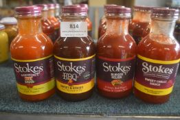 4x Stokes Sauces: Habanero Hot Sauce, Sweet & Strick BBQ, Burger Relish, and Sweet Chilli